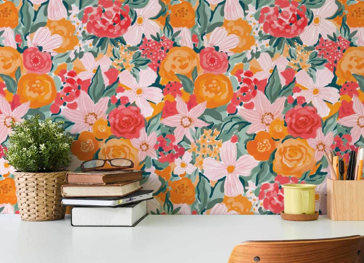 Exotic Flowered Backdrop Wallpaper – Moose Accents