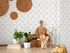 White Geometric Floral Wallpaper